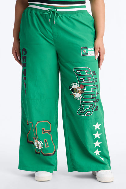 NBA Boston Celtics Patchwork Cargo Wide Leg Pant - Kelly Green