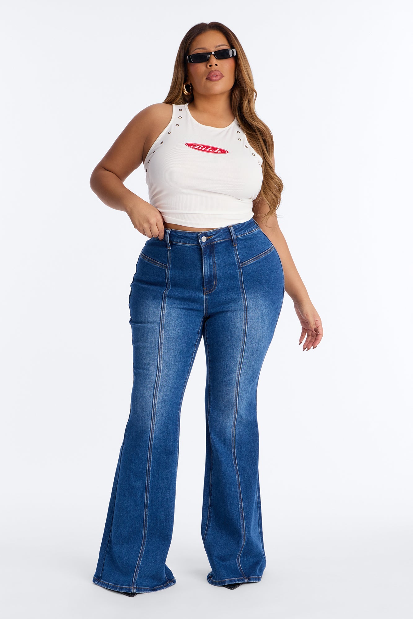 Love Hurts Stretch Flare Jeans - Dark Wash