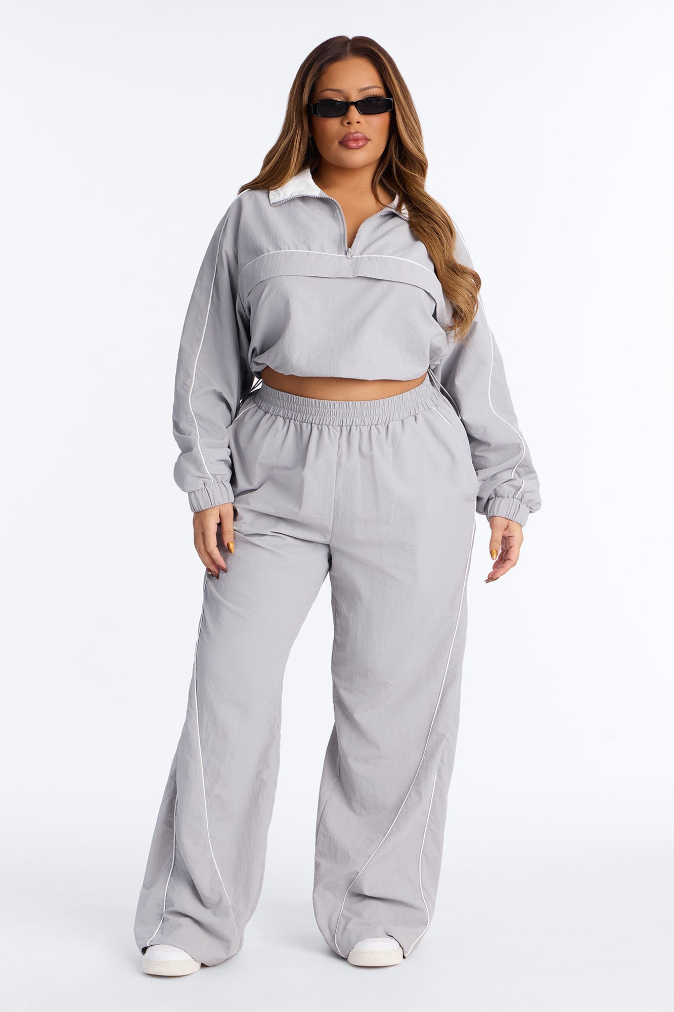 Around The Track Half Zip Windbreaker Jacket - Grey/combo