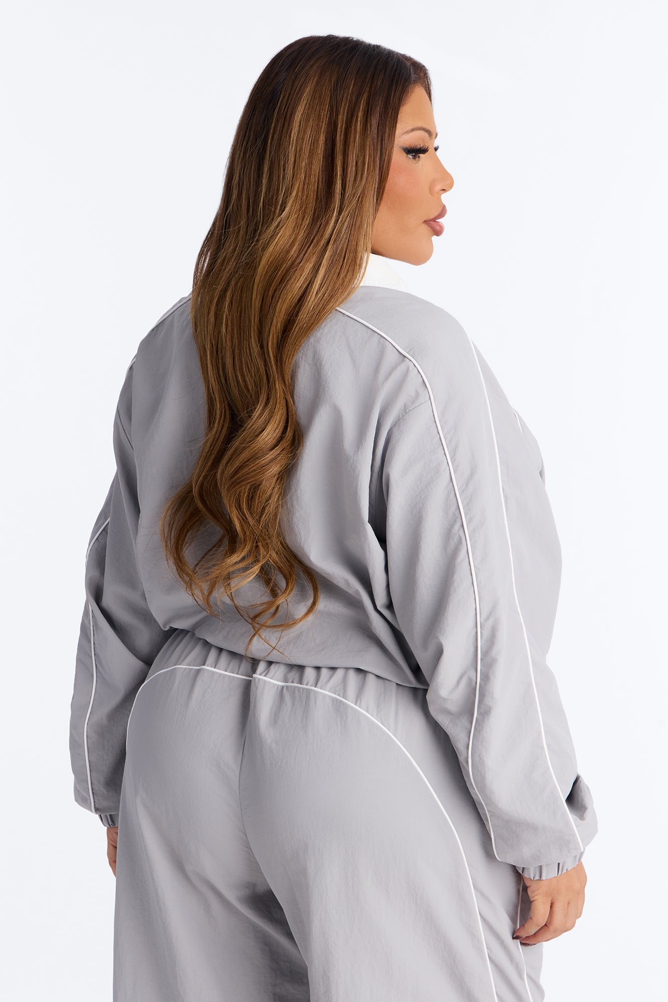 Around The Track Half Zip Windbreaker Jacket - Grey/combo