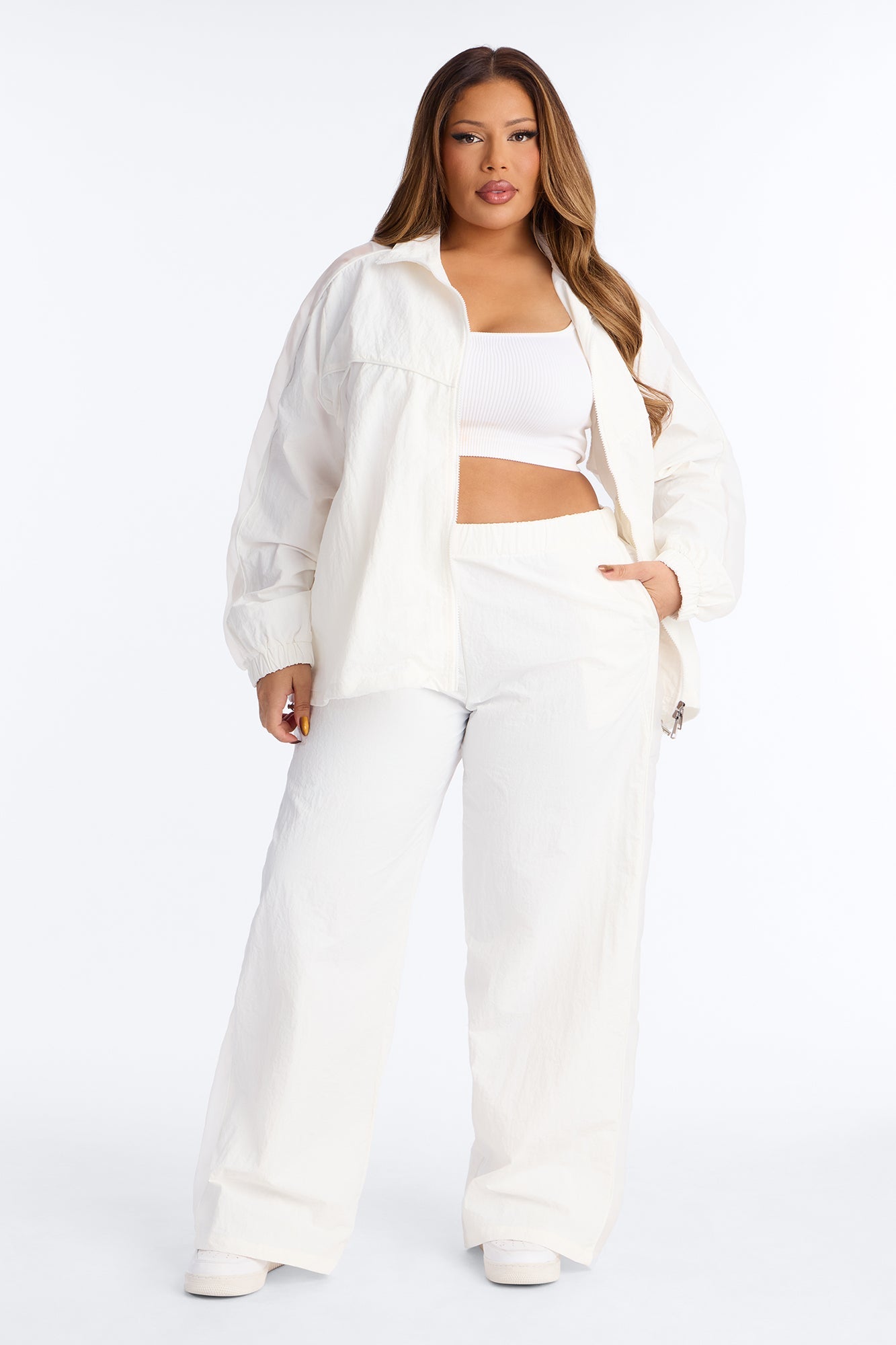 No Days Off Sheer Windbreaker Jacket - White