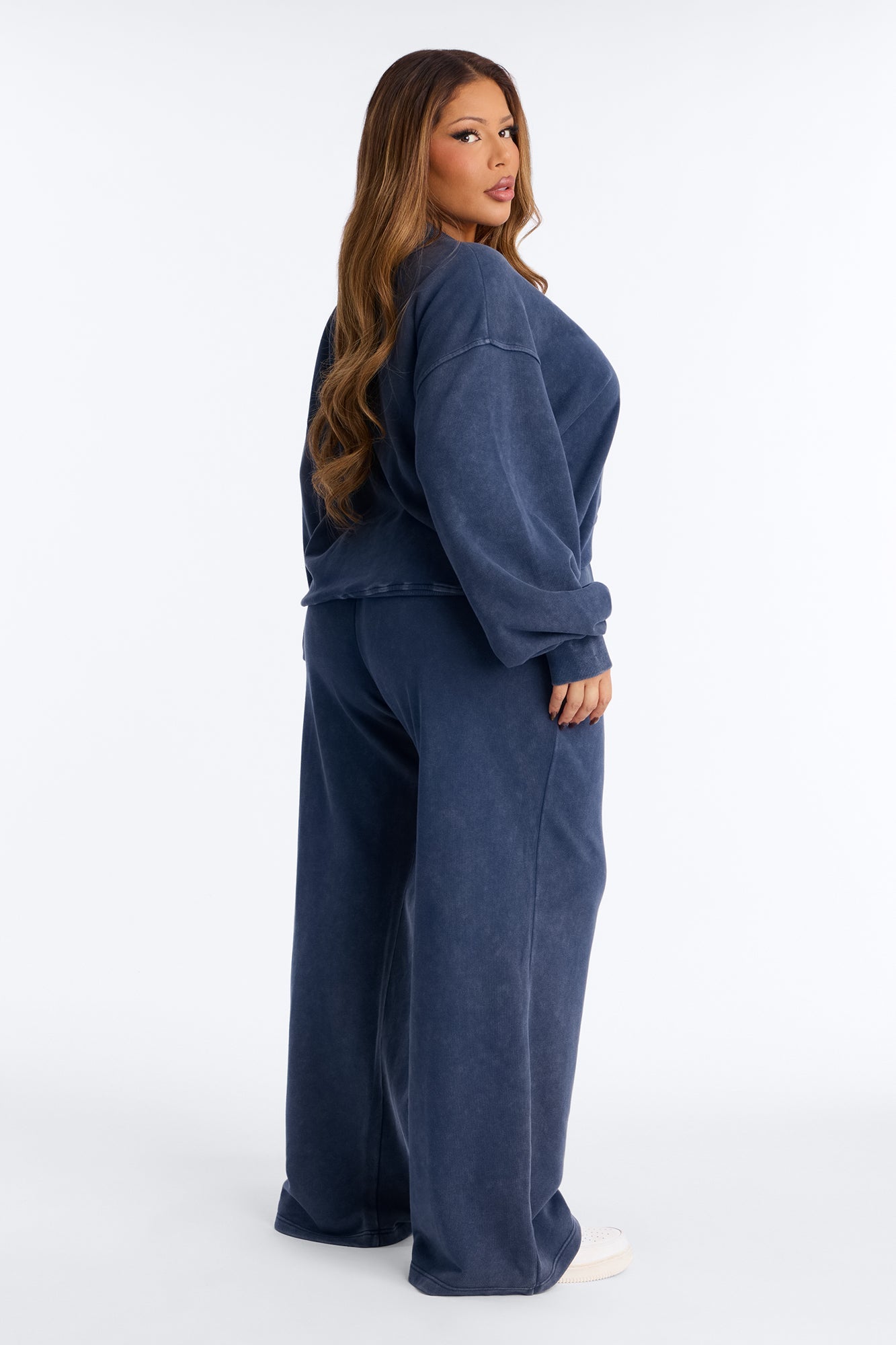 Angelica Washed French Terry Pant Set - Navy