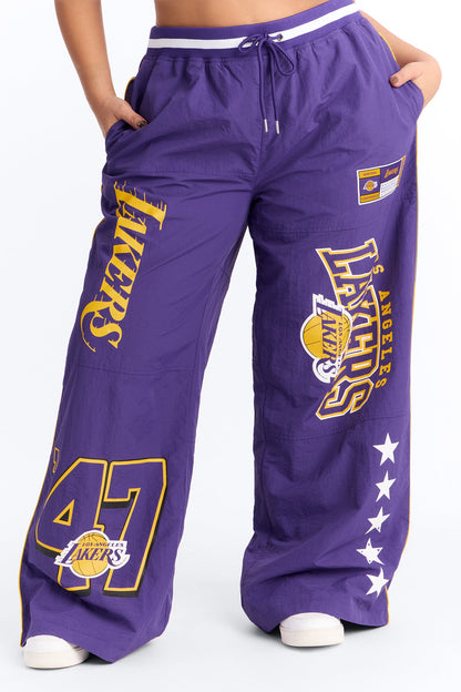 NBA LA Lakers Patchwork Cargo Wide Leg Pant - Purple
