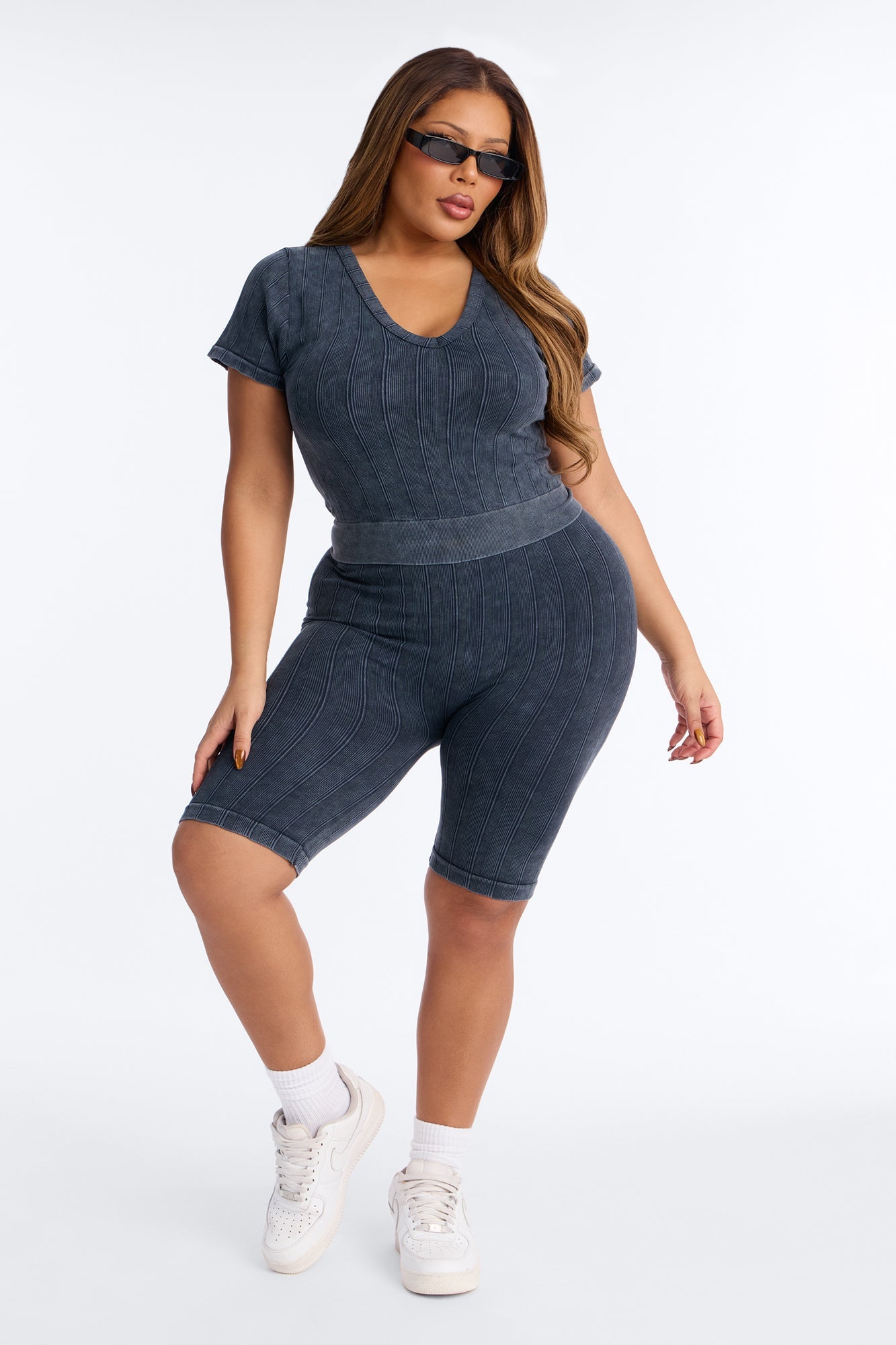 Alisha Seamless Biker Short Set - Black