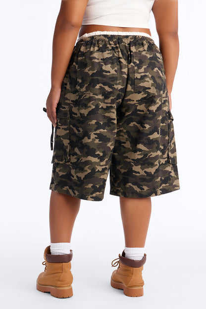 Cool Girl Boxer Waistband Camo Bermuda Short - Camouflage