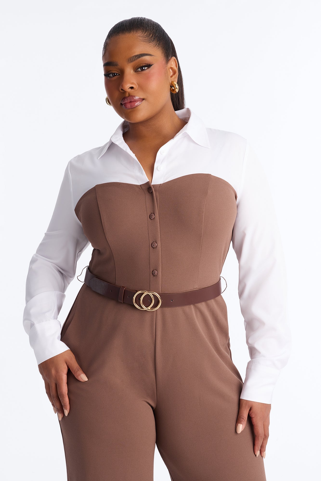 One More Look Wide Leg Jumpsuit - Mocha