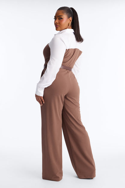 One More Look Wide Leg Jumpsuit - Mocha