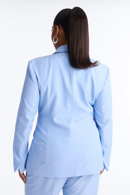 Steal The Show Pinstripe Blazer - Blue