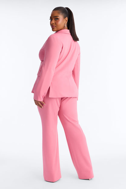 Business Per Usual Double Breasted Blazer Pant Set - Pink