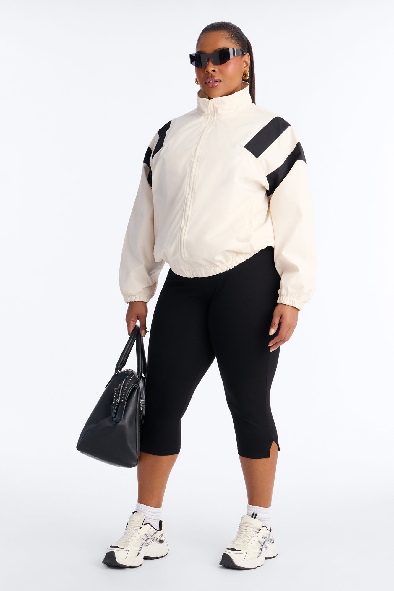 Always On The Move Windbreaker - White/Black