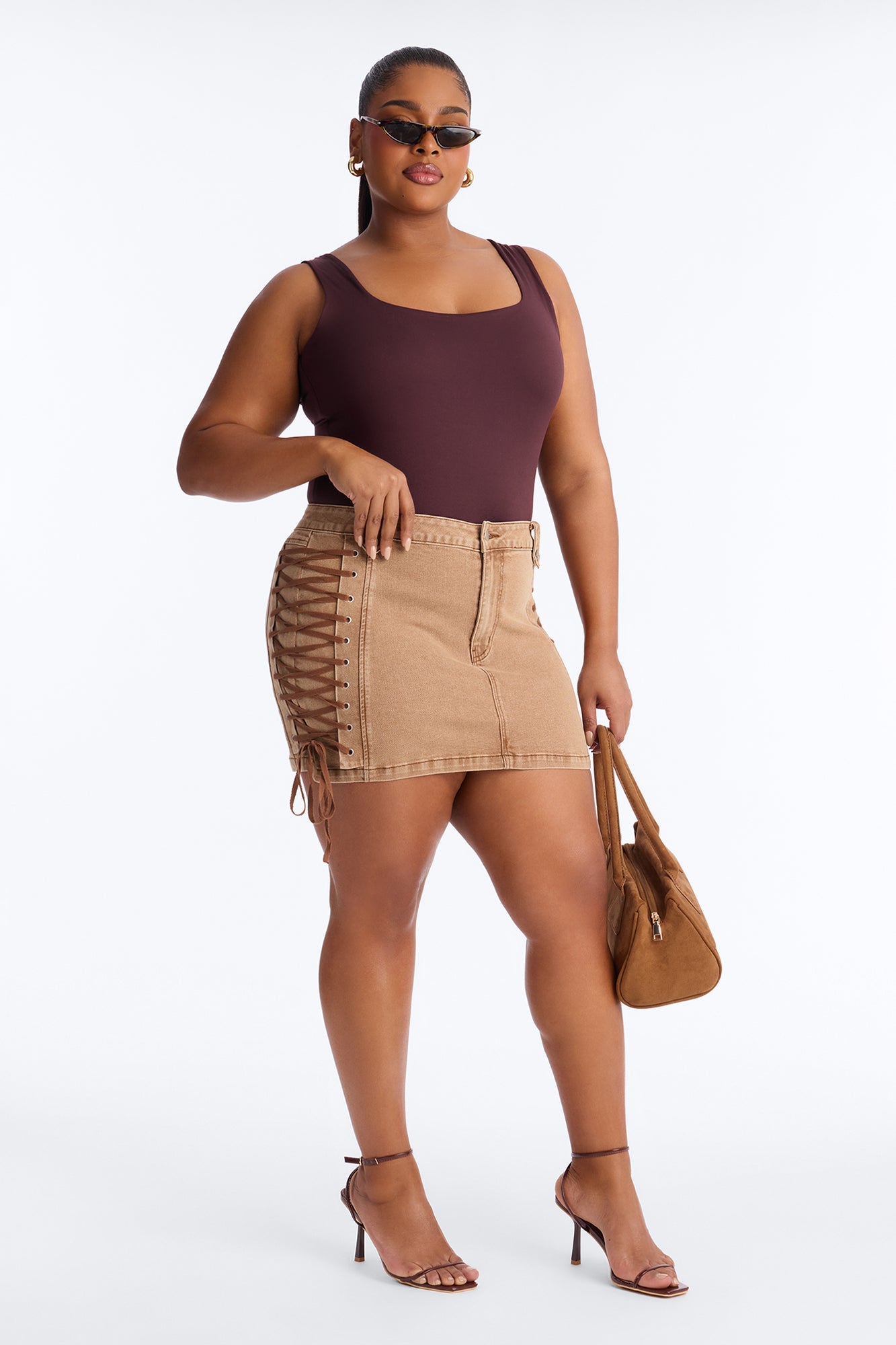 After Hours Lace Up Mini Skirt - Khaki