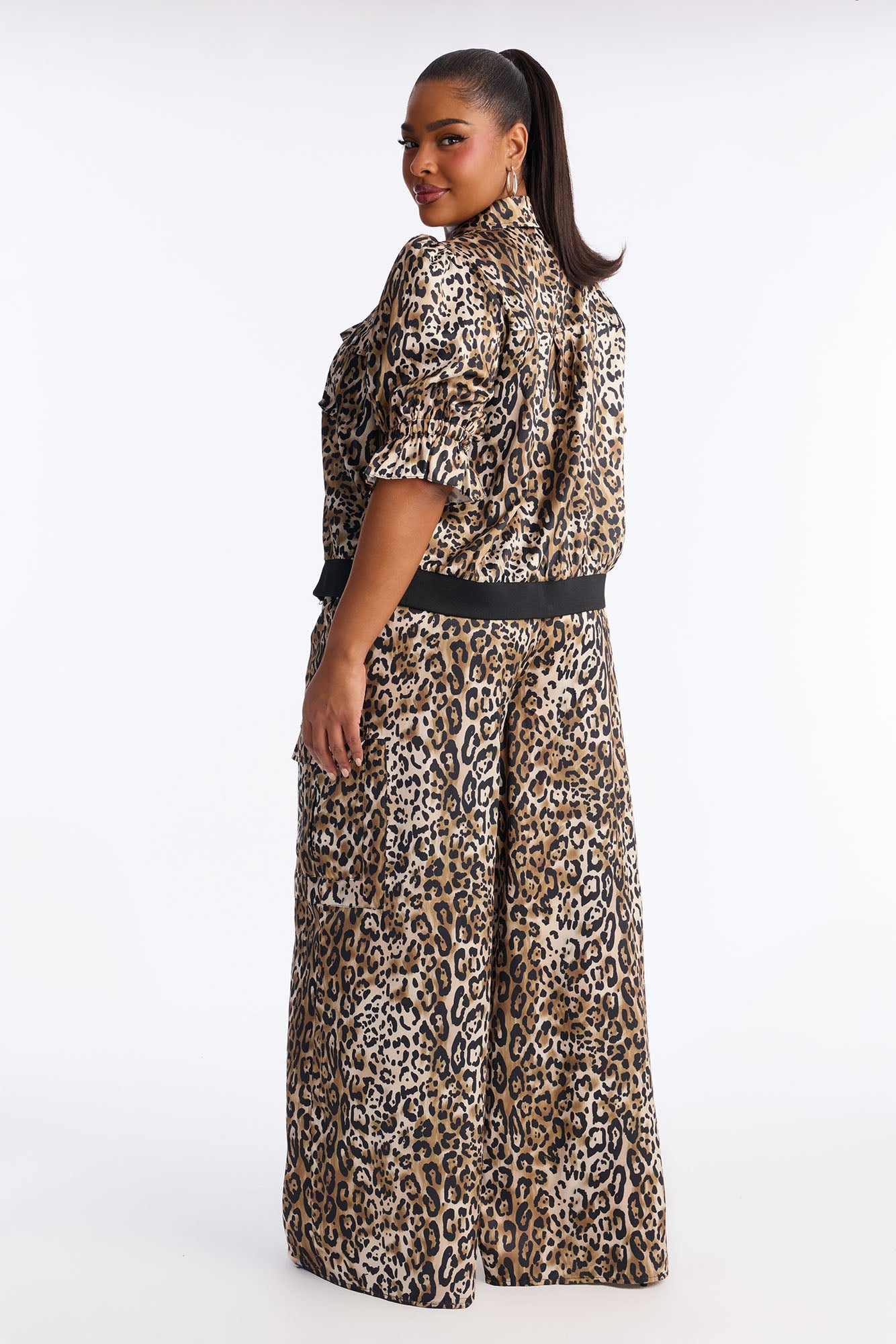Wild Intuition Leopard Print Pant Set - Brown Combo