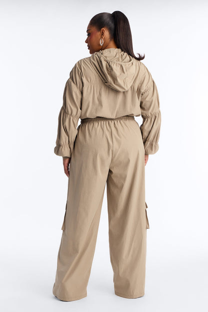 Amelia Hooded Cargo Jumpsuit - Olive