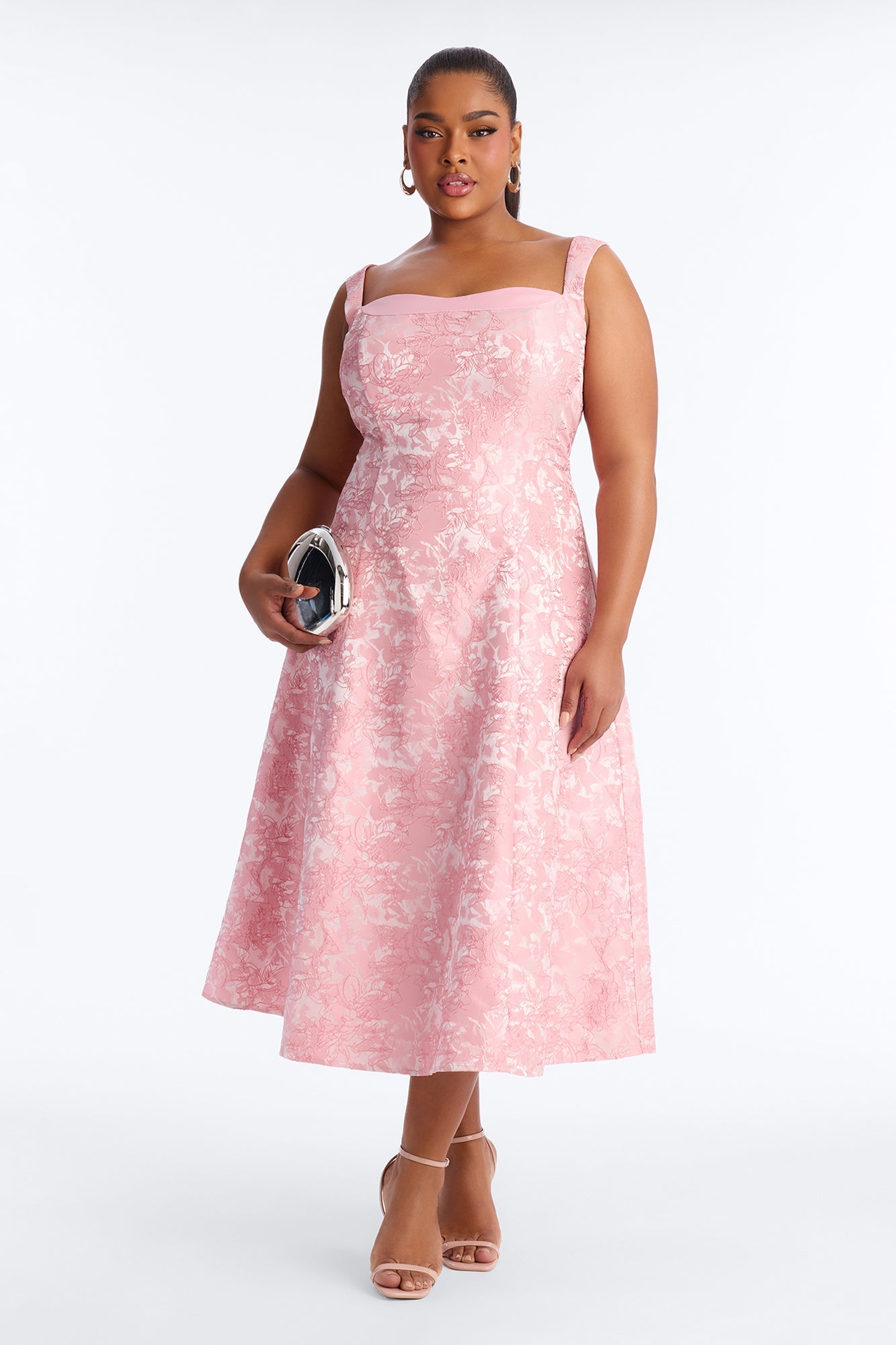 Building A Dynasty Jacquard Midi Dress - Pink