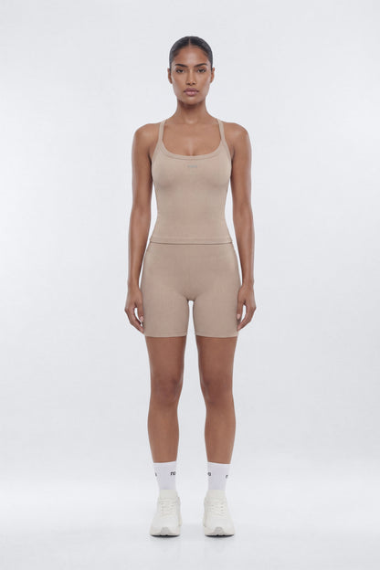 SeamlessLift™ 5″ High Rise Biker Short - Taupe