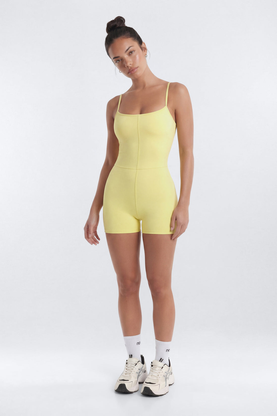 CloudForm™ 3″ Spaghetti Strap Romper - Yellow