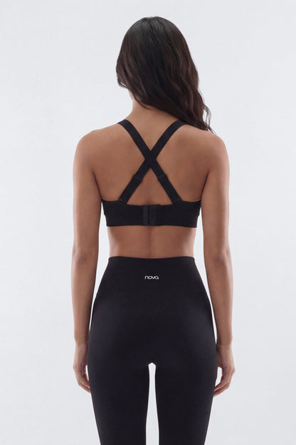 SeamlessLift™ V Neck Sports Bra - Black