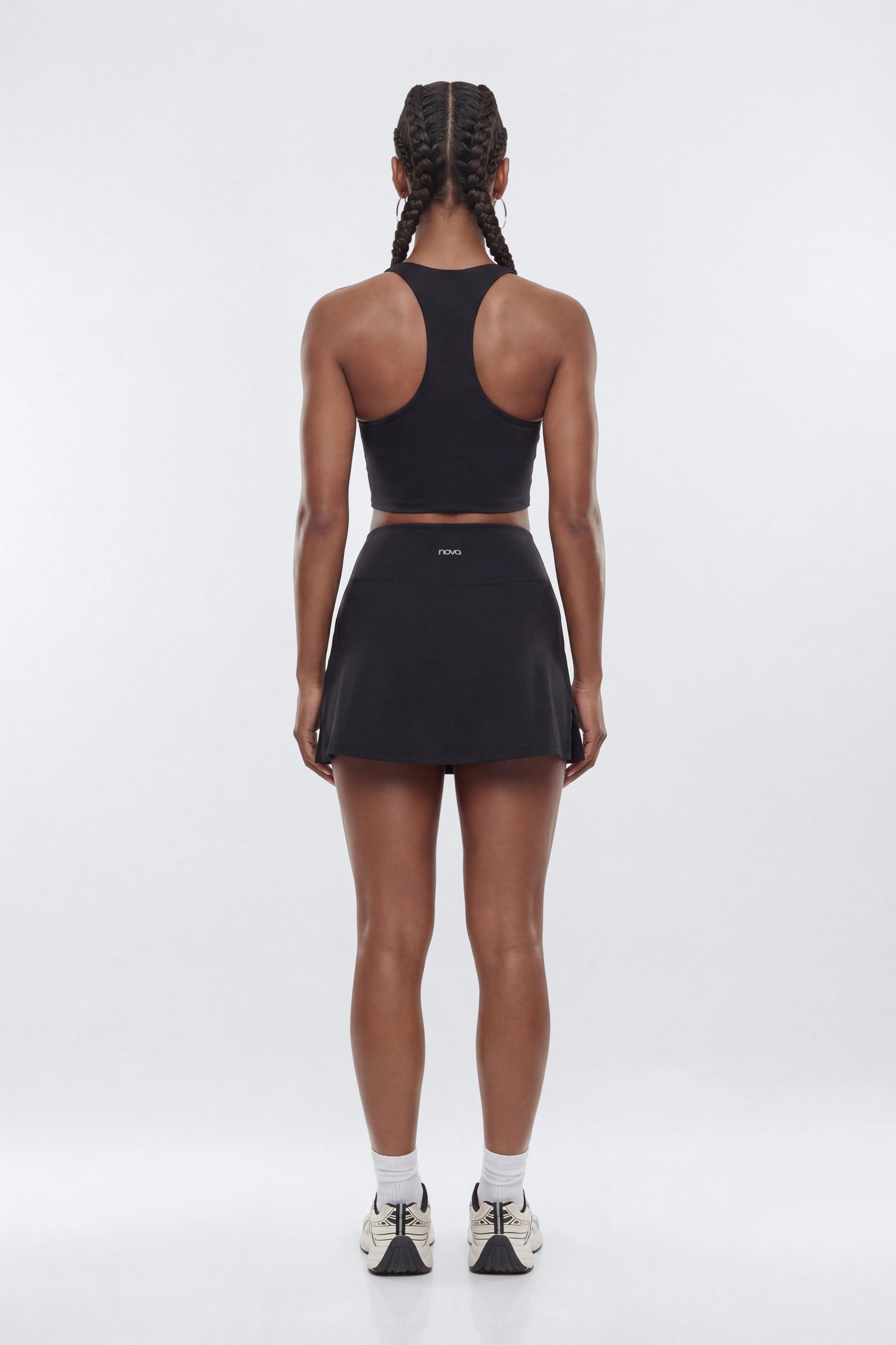 CloudForm™ Front Wrap Sports Mini Skort - Black