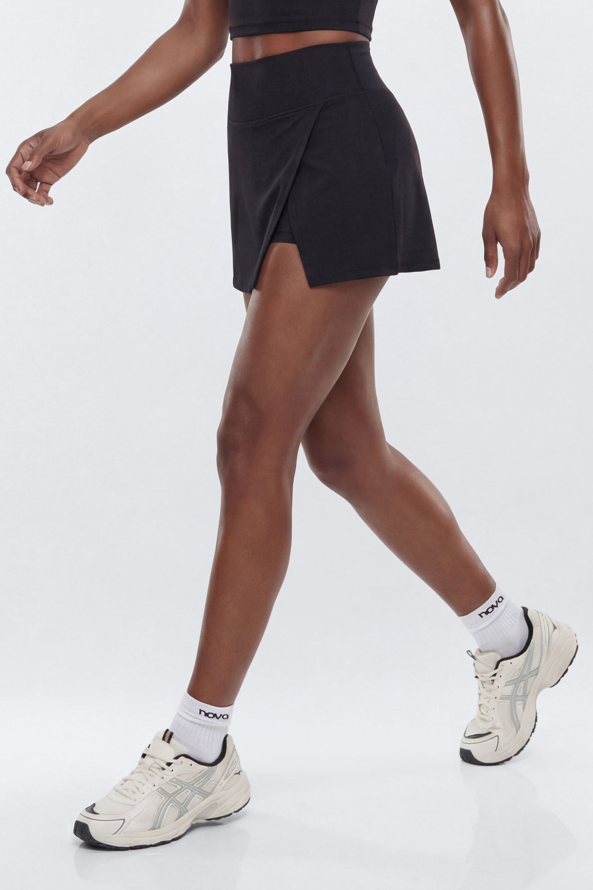 CloudForm™ Front Wrap Sports Mini Skort - Black