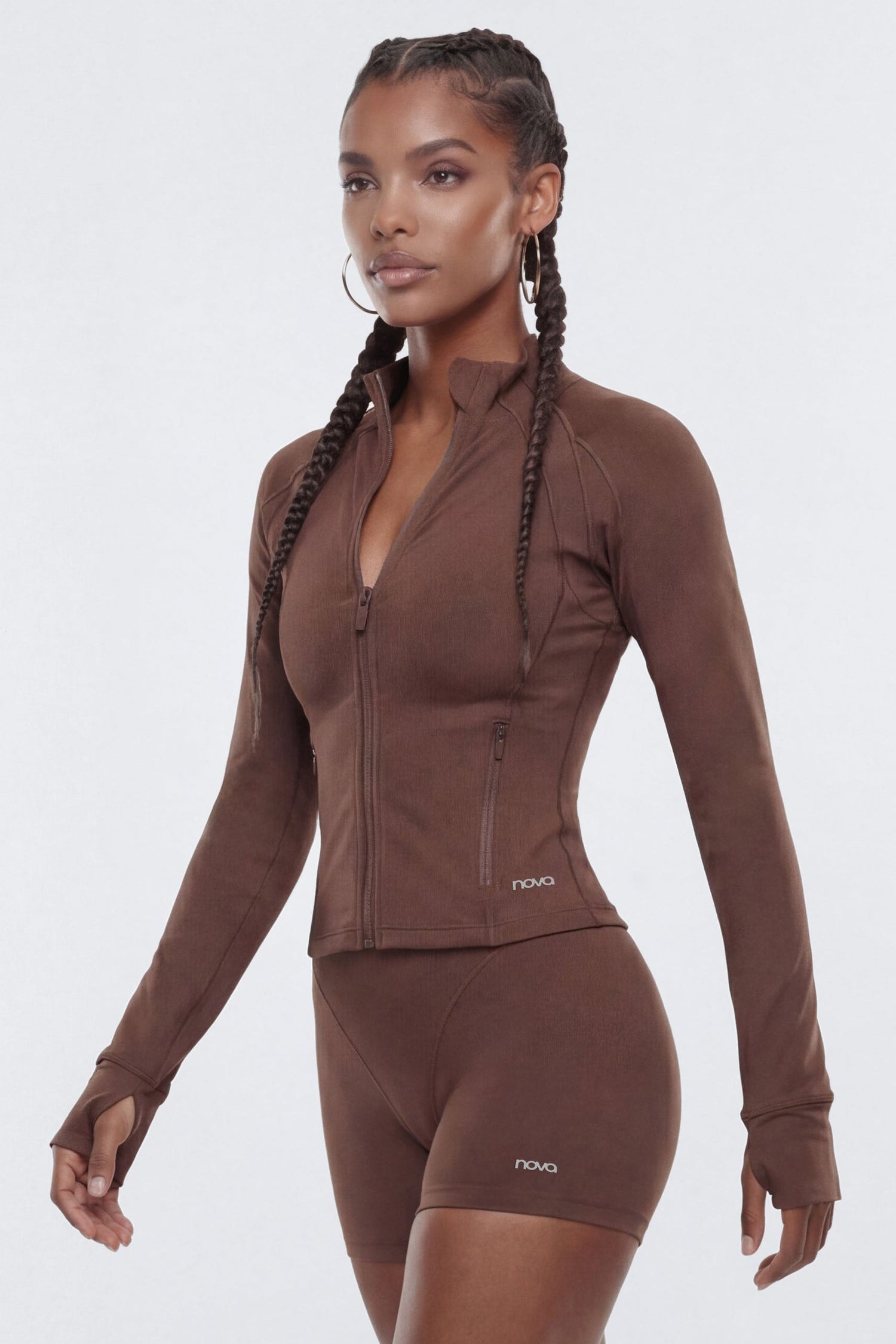 ProStretch™ Front Zip Sports Jacket - Brown