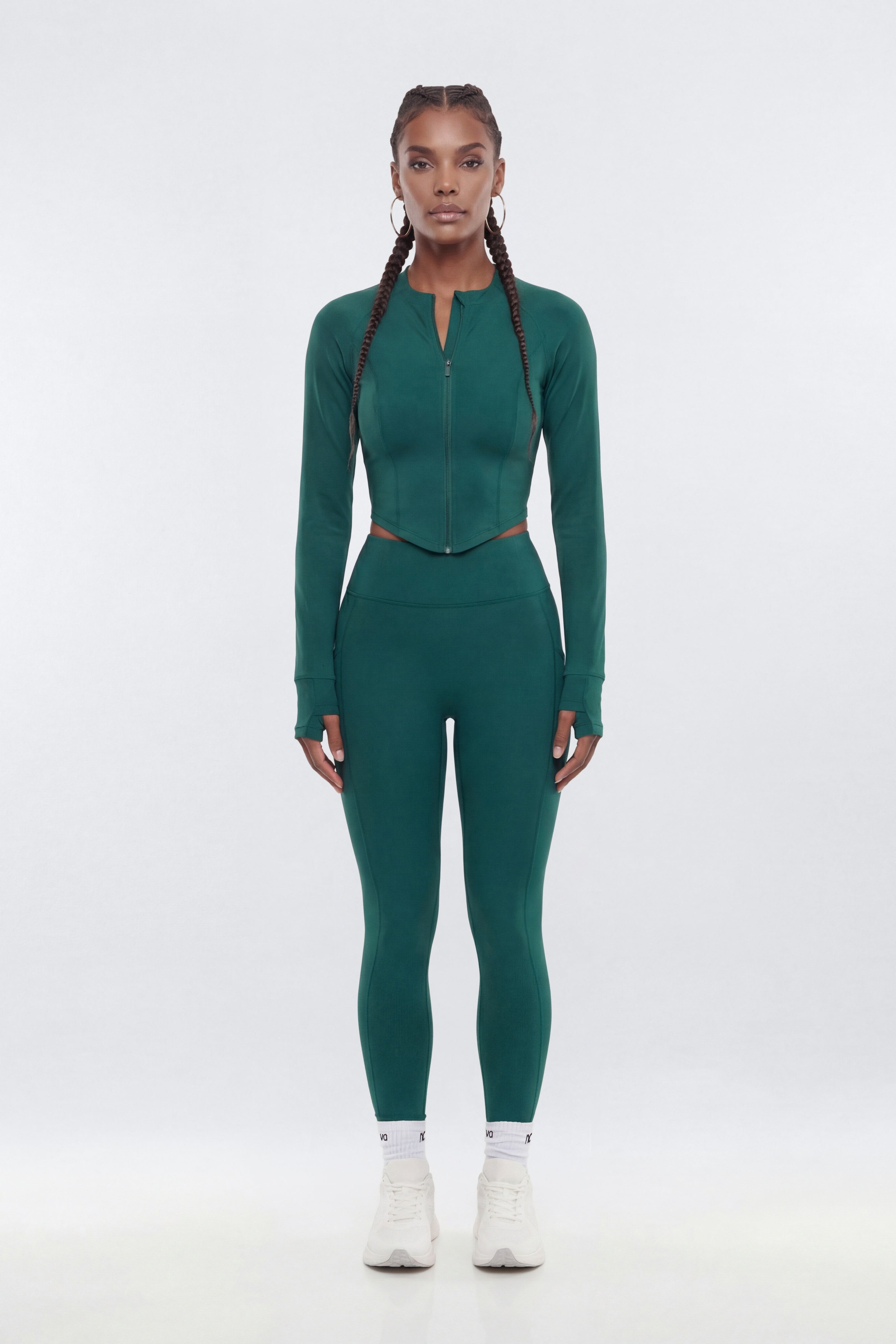 ProStretch™ Zip Up Crop Sports Jacket - Green