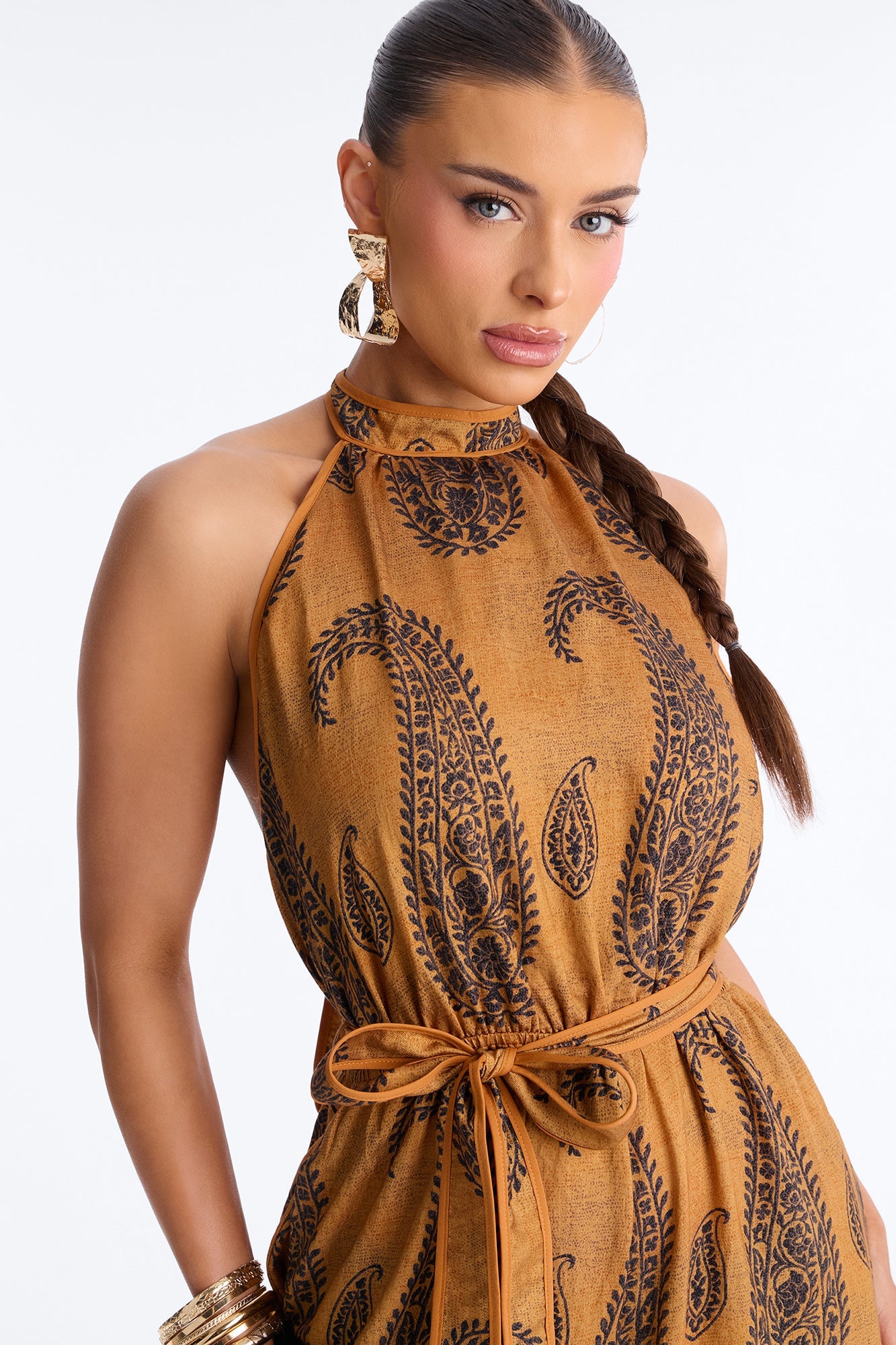 Moroccan Nights Backless Jumpsuit - Tan