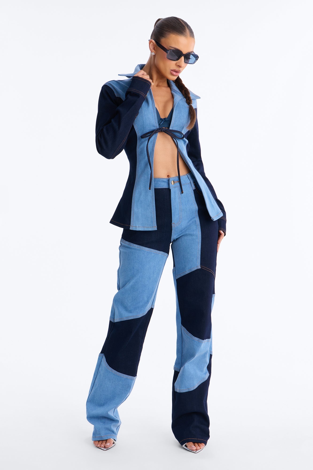 Claim To Fame Tie Denim Blazer - Rinse Blue Wash