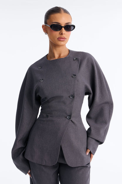 Roselynn Wide Leg Pant Set - Charcoal