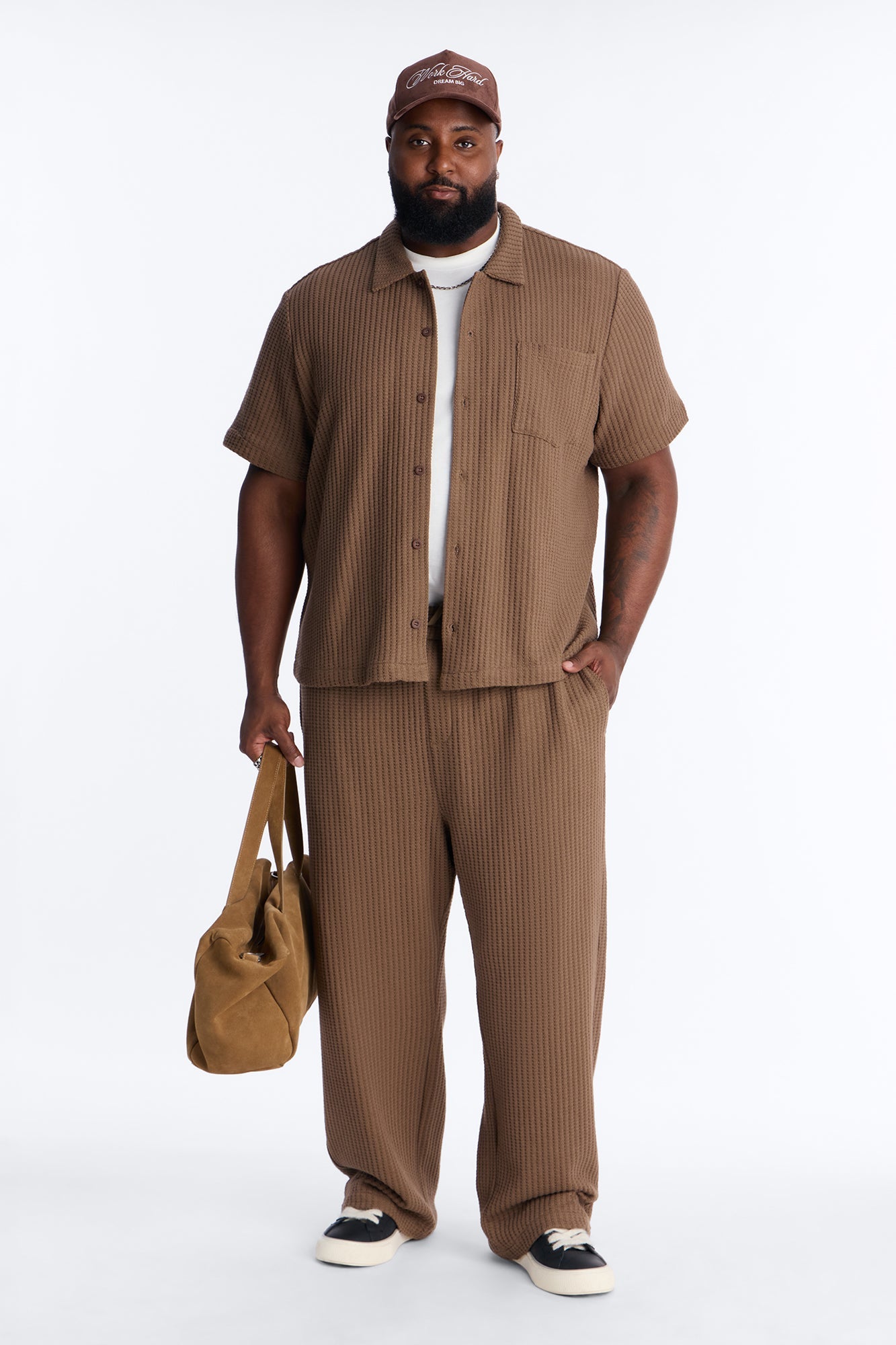 London Fog Textured Button Up Shirt - Brown