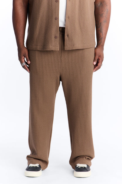 Baggy London Fog Textured Pant - Brown