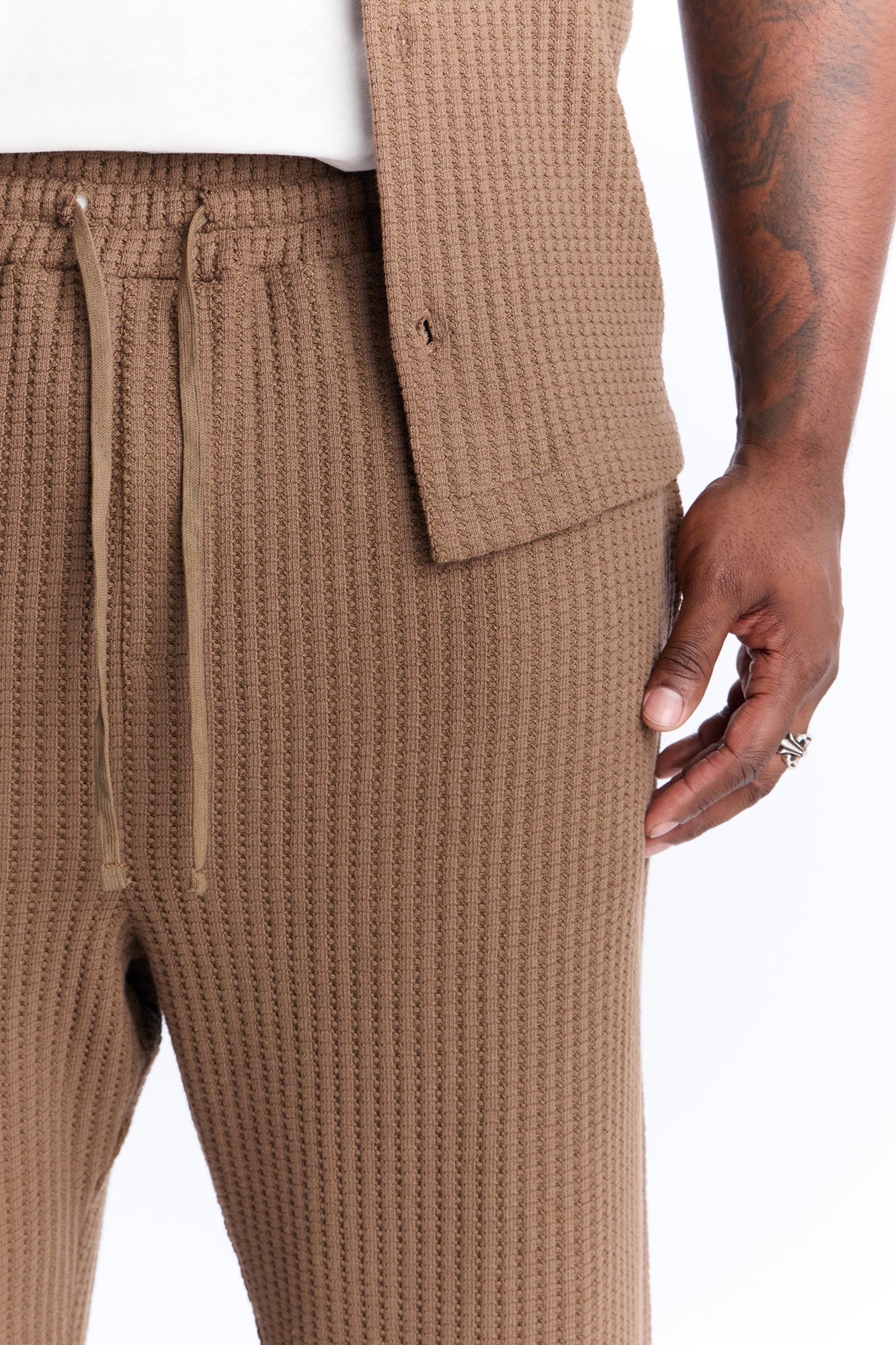 Baggy London Fog Textured Pant - Brown