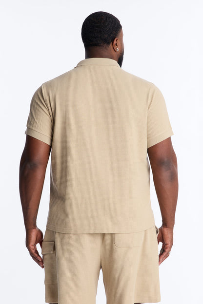 Culver City Waffle Knit Polo - Stone