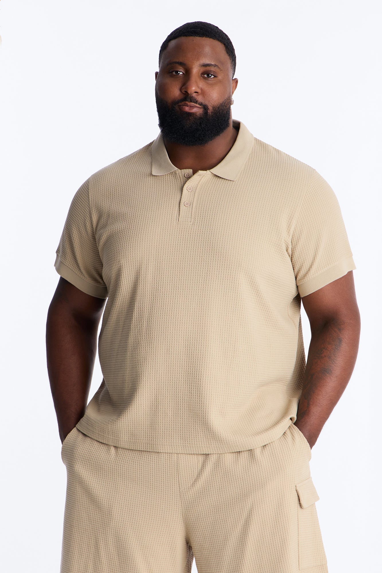 Culver City Waffle Knit Polo - Stone