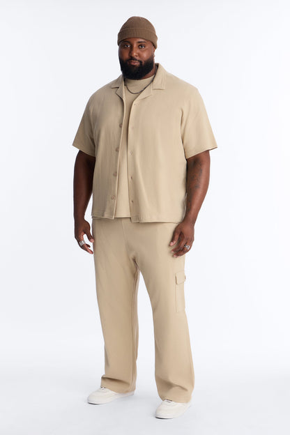 Culver City Waffle Knit Button Up - Stone