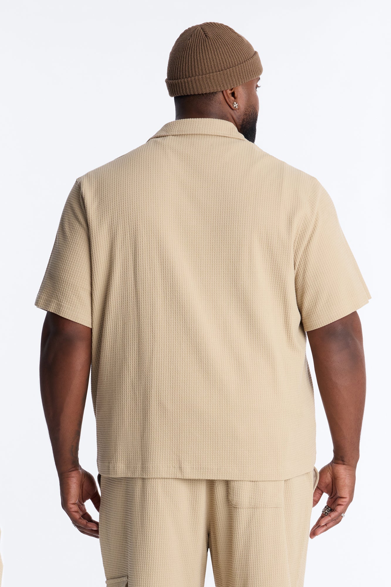 Culver City Waffle Knit Button Up - Stone