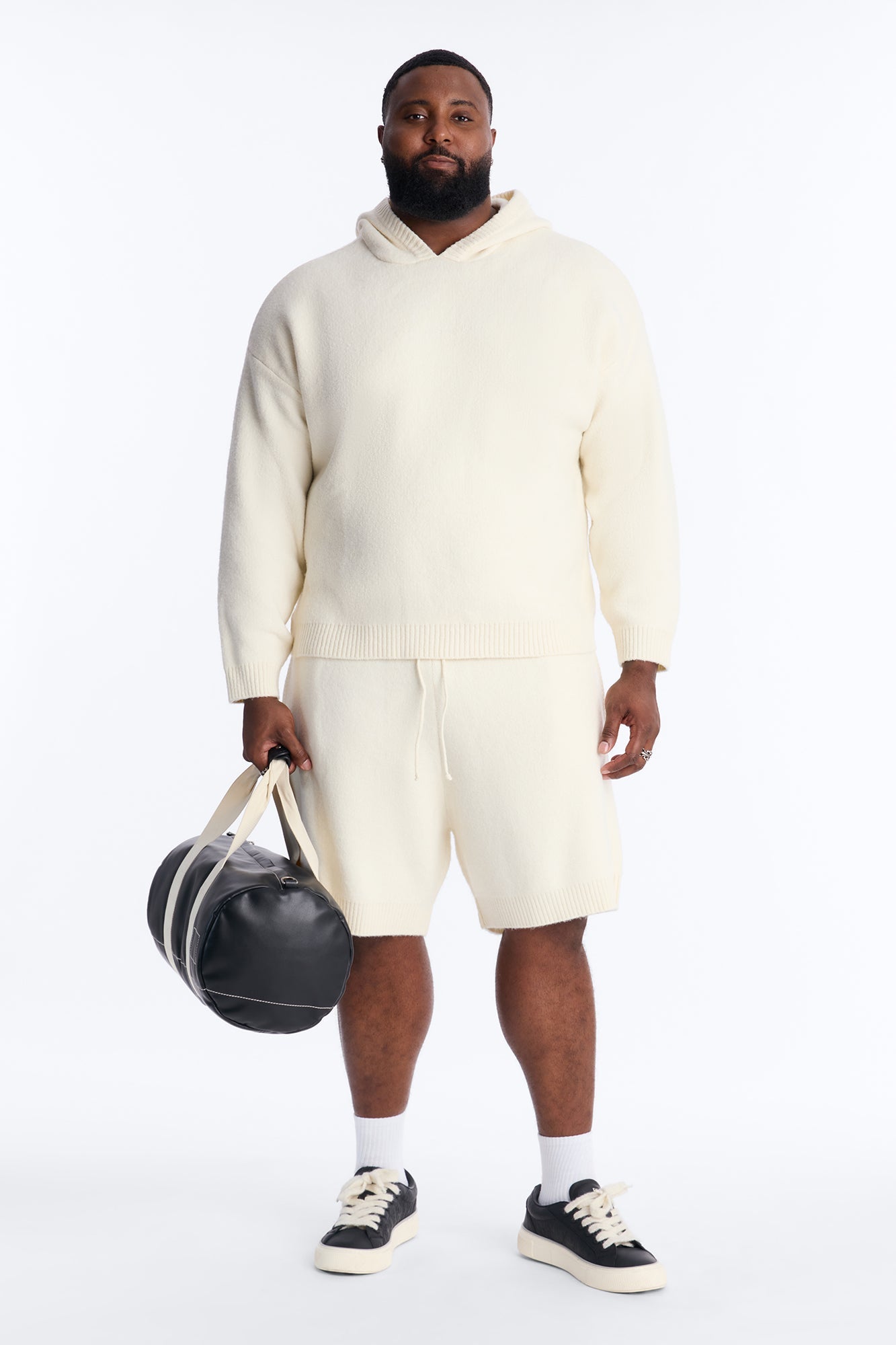 Oversized Realm Hoodie Knit Sweater - Off White