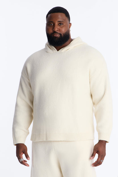 Oversized Realm Hoodie Knit Sweater - Off White