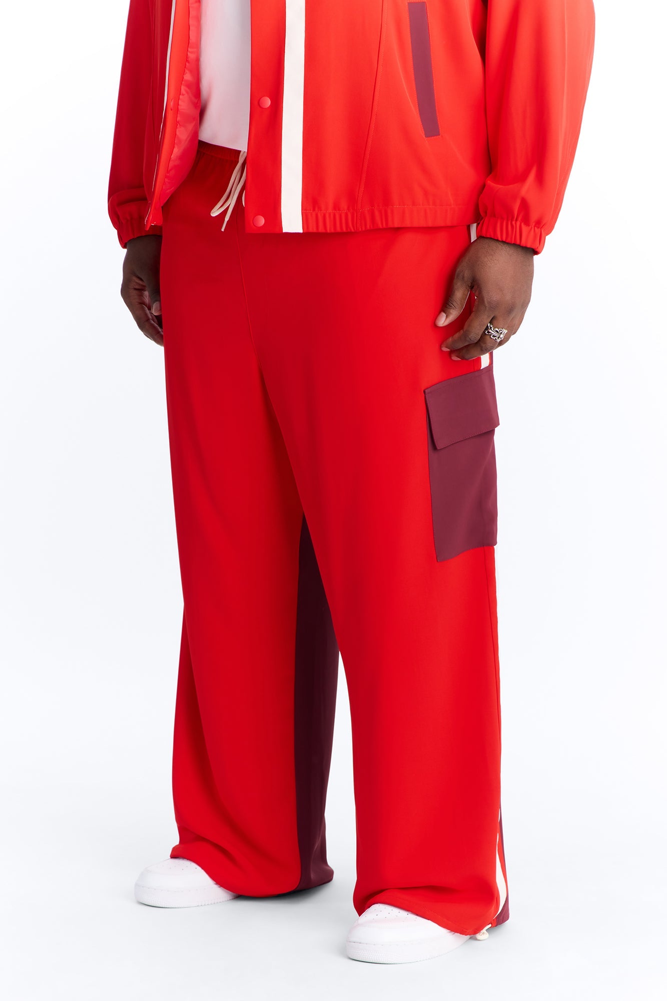 Wide Leg Manchester Color Block Pant - Red