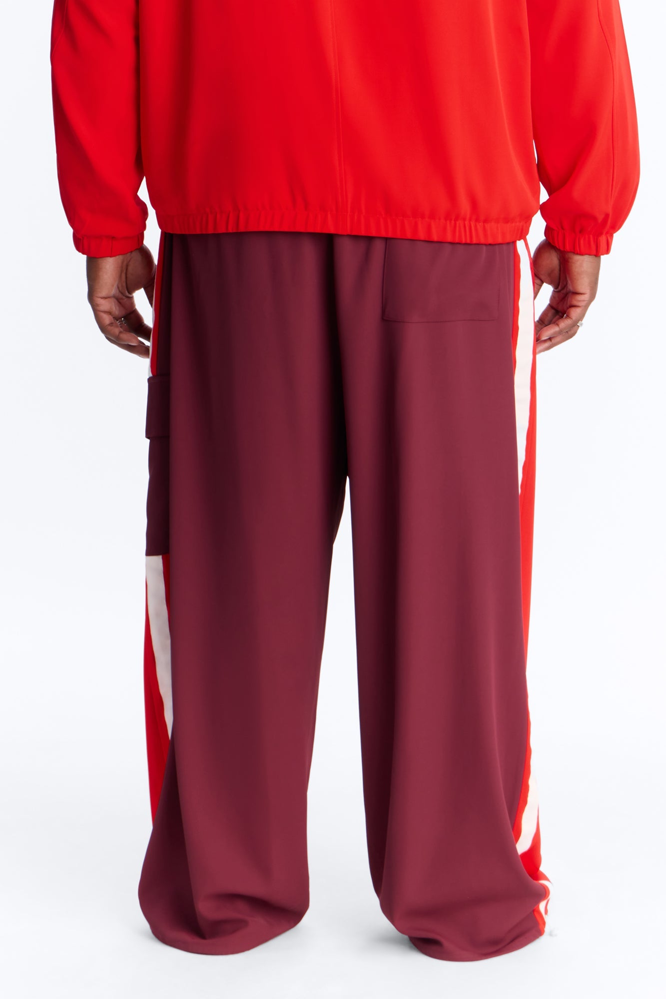 Wide Leg Manchester Color Block Pant - Red