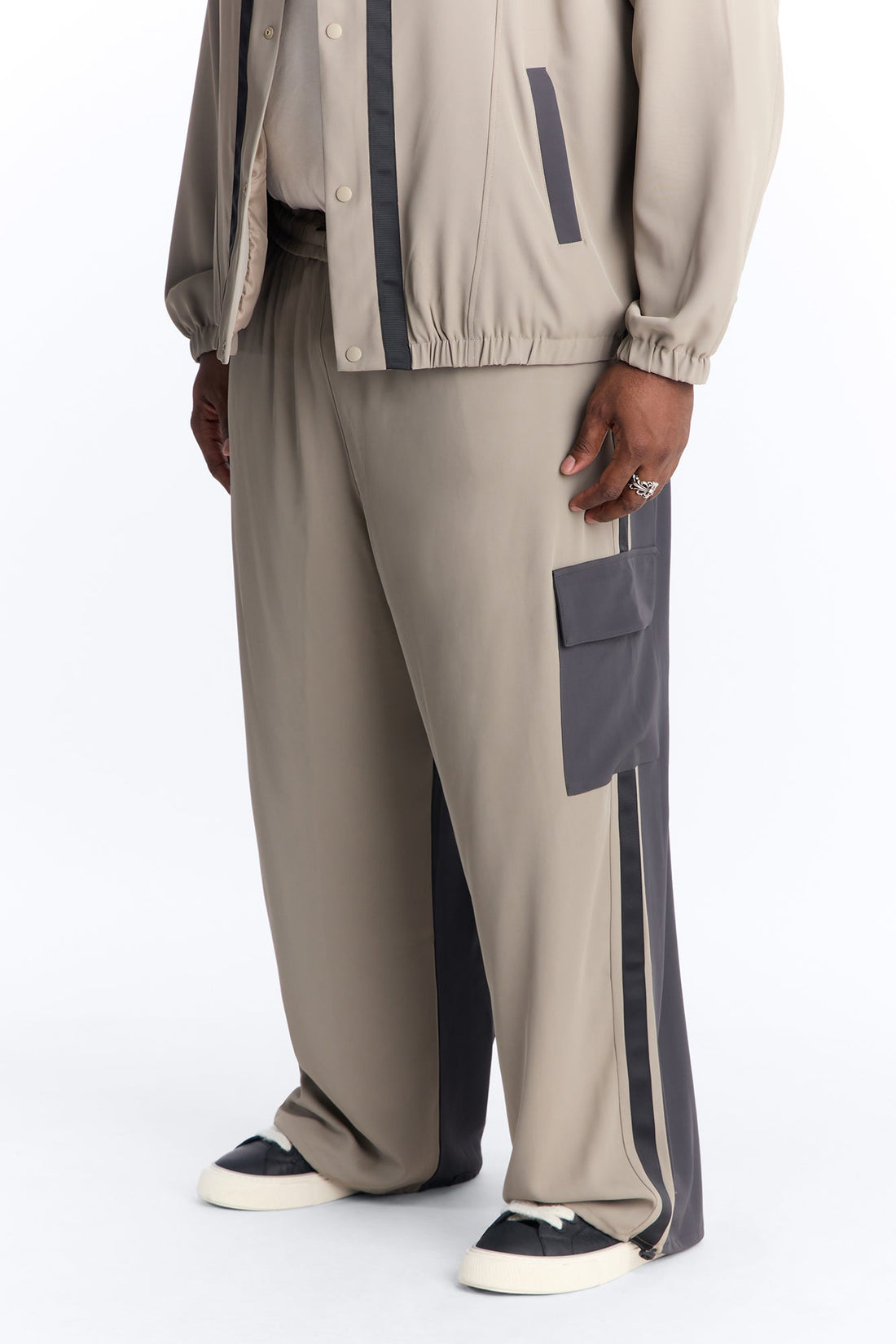 Wide Leg Manchester Color Block Pant - Taupe
