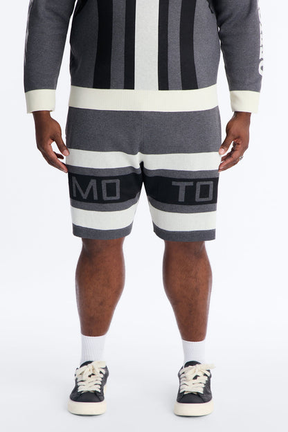 Retro Moto Stripe Sweater Short - Grey