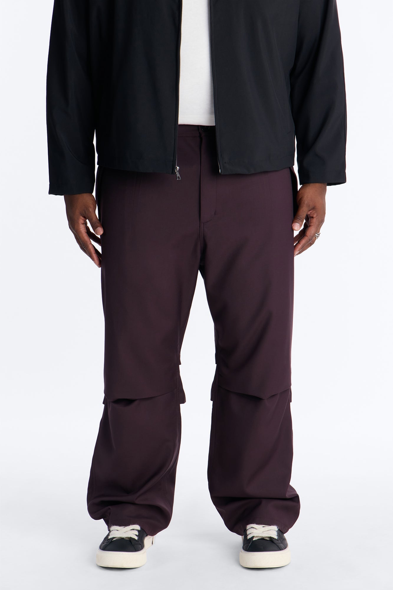 Baggy Astoria Inverted Pockets Trouser - Wine