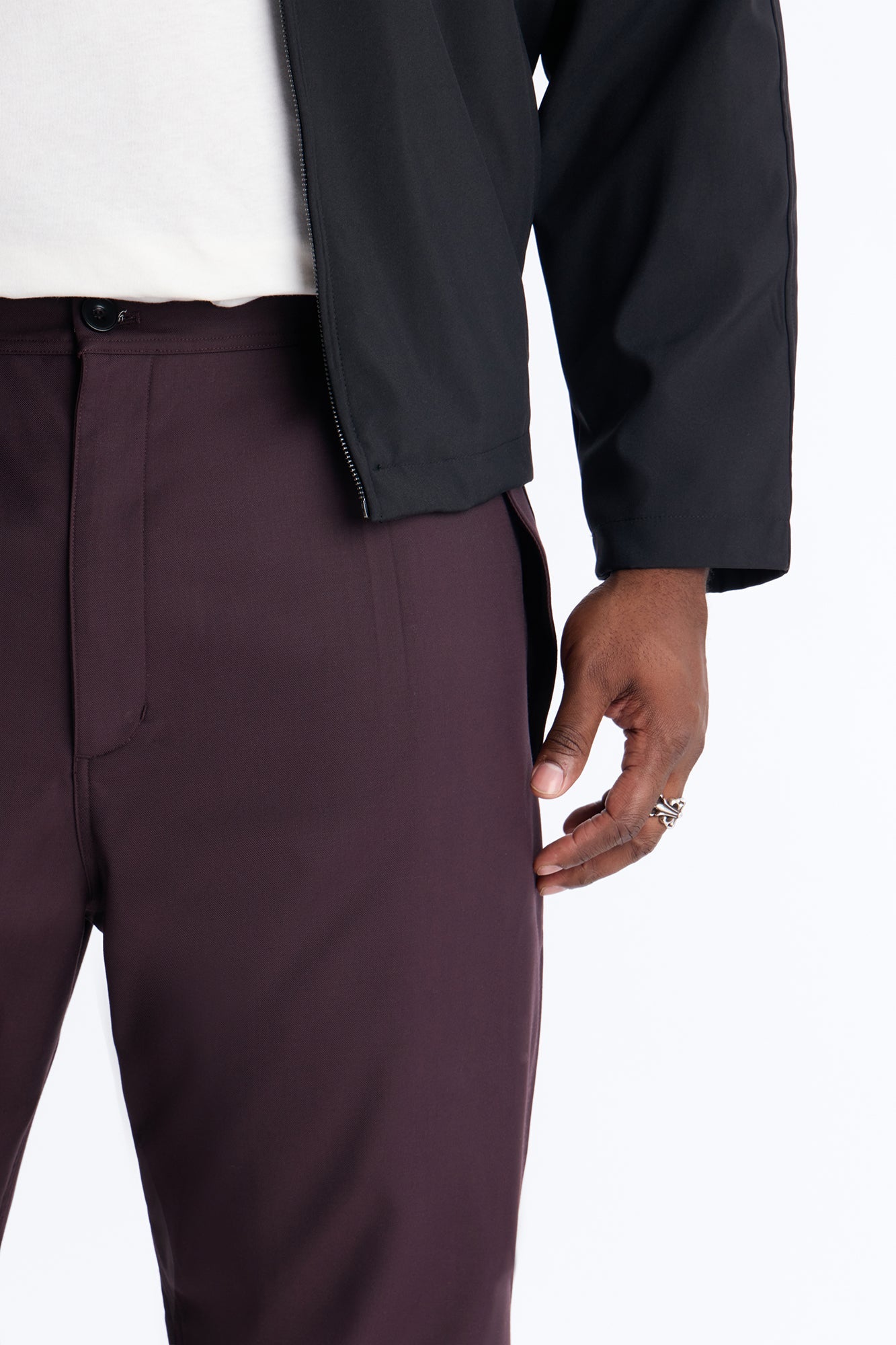 Baggy Astoria Inverted Pockets Trouser - Wine