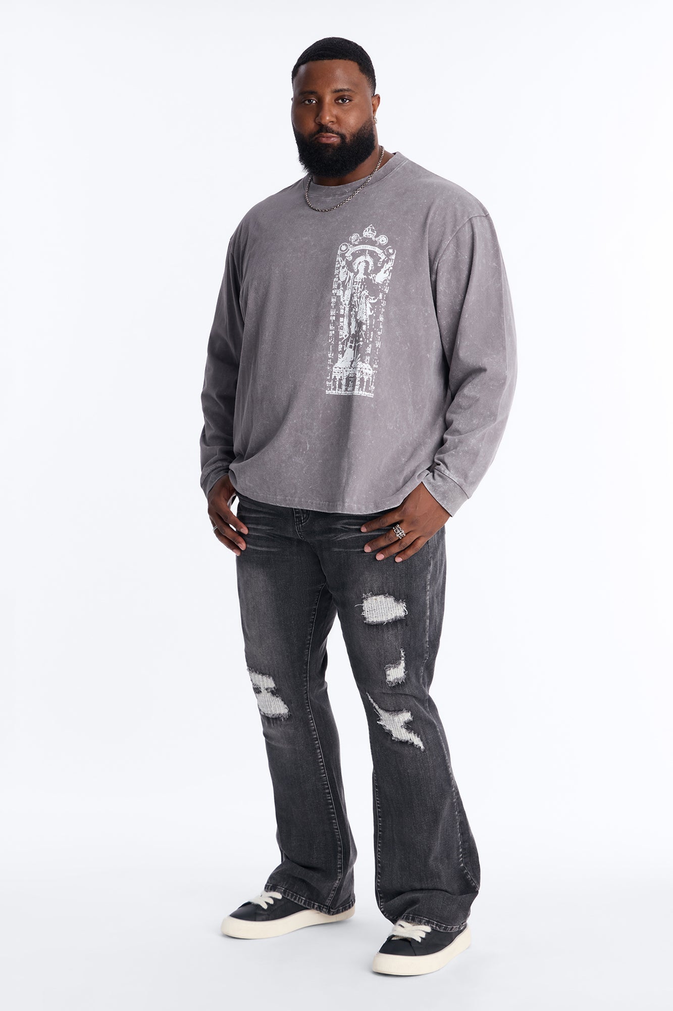 Divine Messenger Long Sleeve Tee - Charcoal