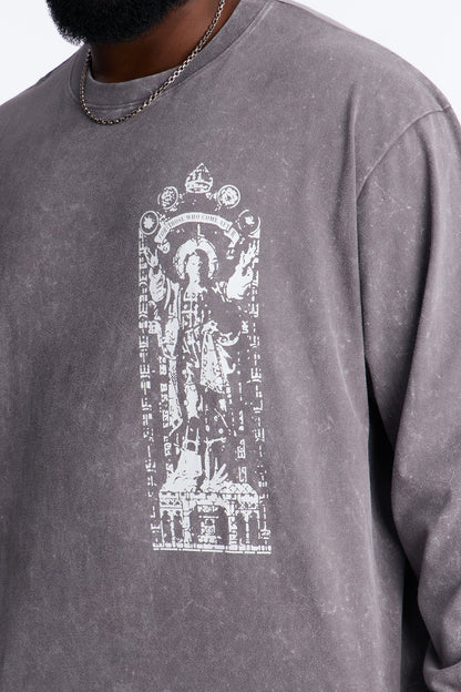 Divine Messenger Long Sleeve Tee - Charcoal