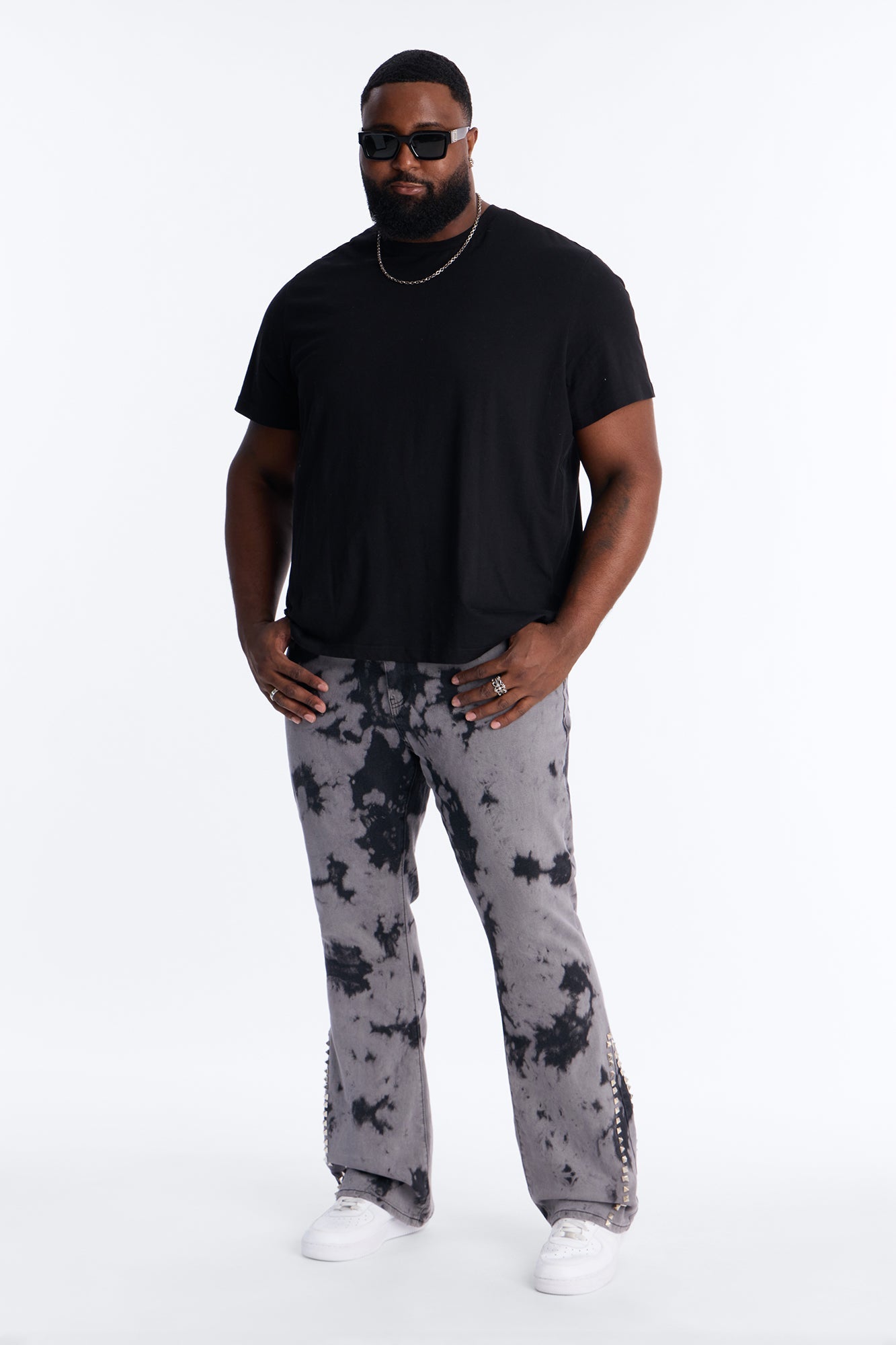 Stacked Skinny Flare Dare Ya Tie Dyed Jean - Grey