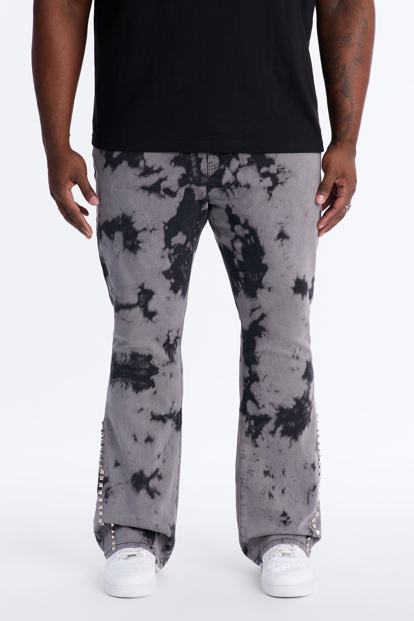 Stacked Skinny Flare Dare Ya Tie Dyed Jean - Grey