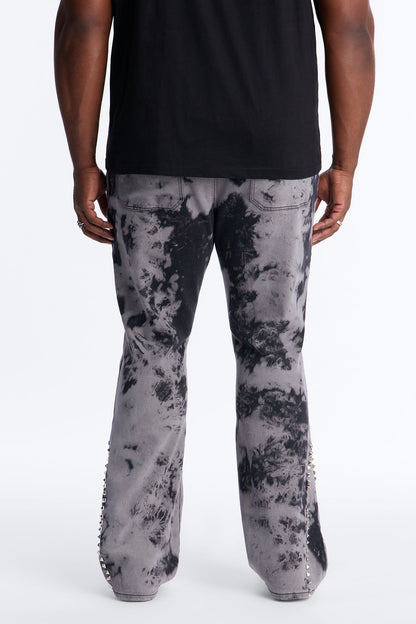 Stacked Skinny Flare Dare Ya Tie Dyed Jean - Grey