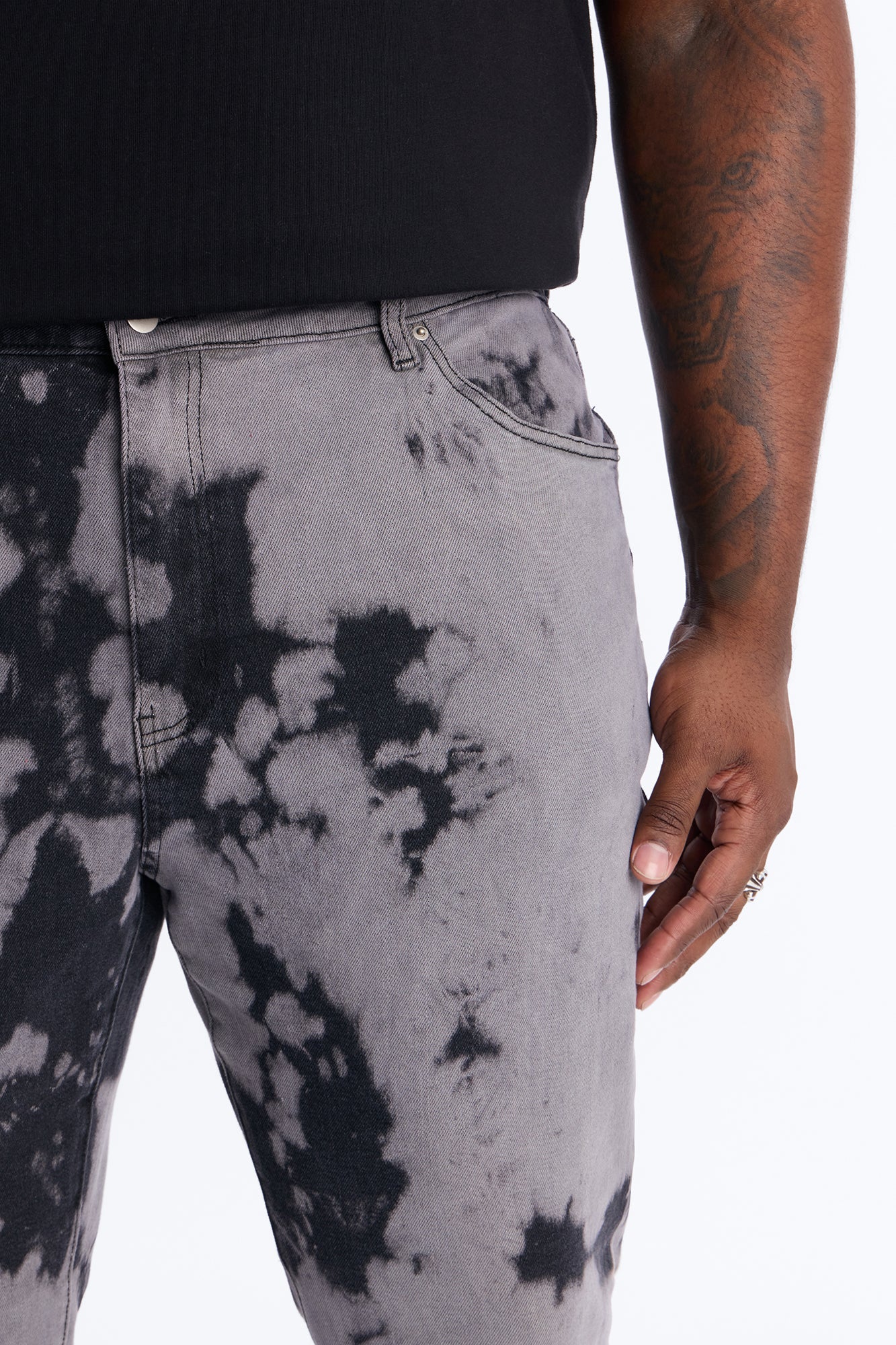 Stacked Skinny Flare Dare Ya Tie Dyed Jean - Grey