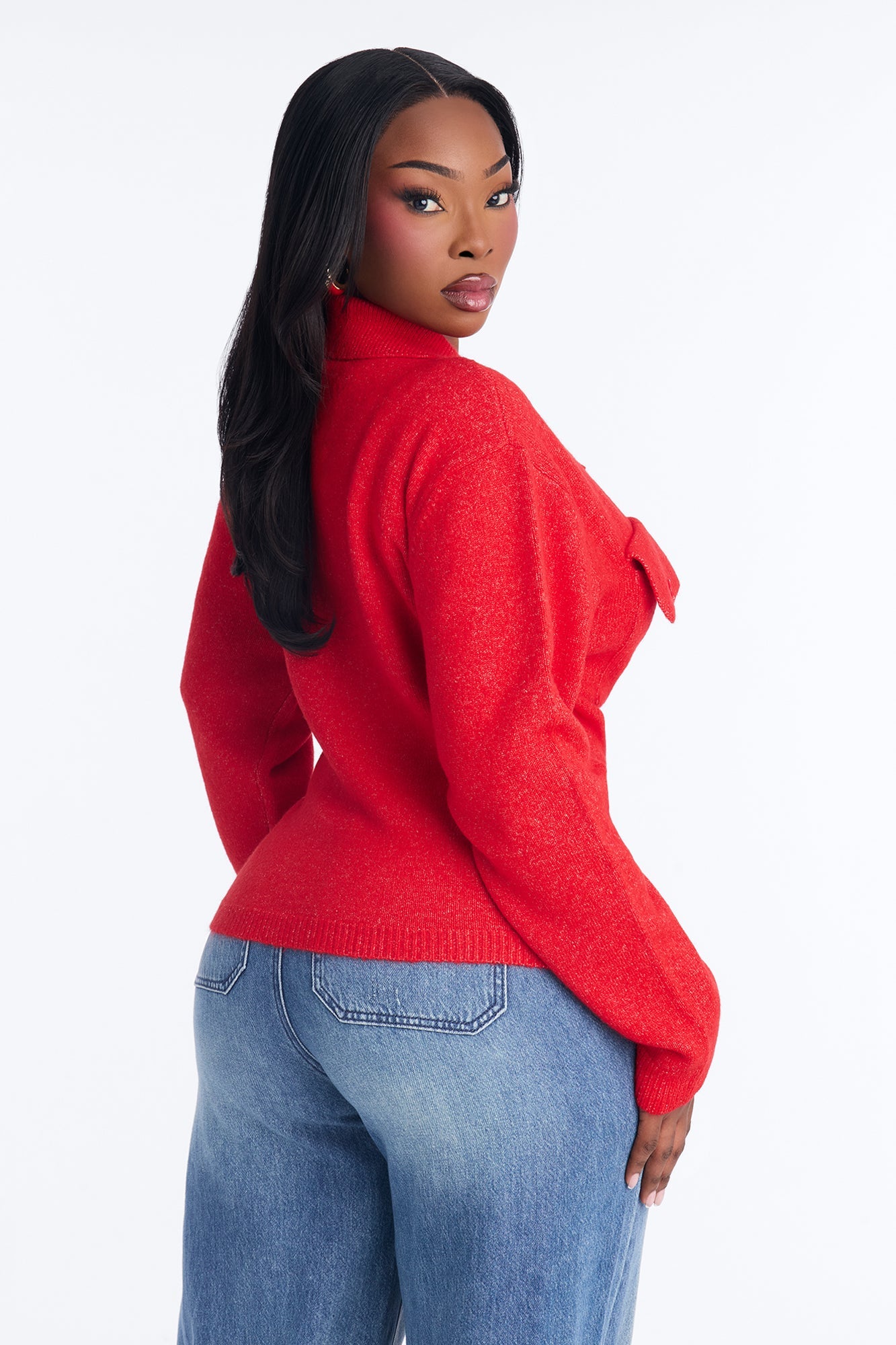 Chic And Confident Cardigan Sweater - Red